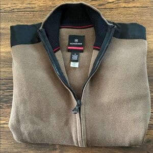 Victorinox Men's Brown and Black Zip-Up Sweater